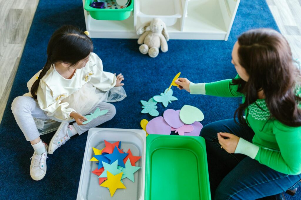 diverse family kindergarten pick-up
