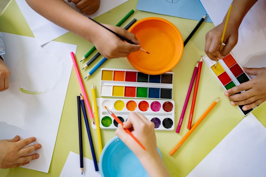 children creative play kindergarten painting