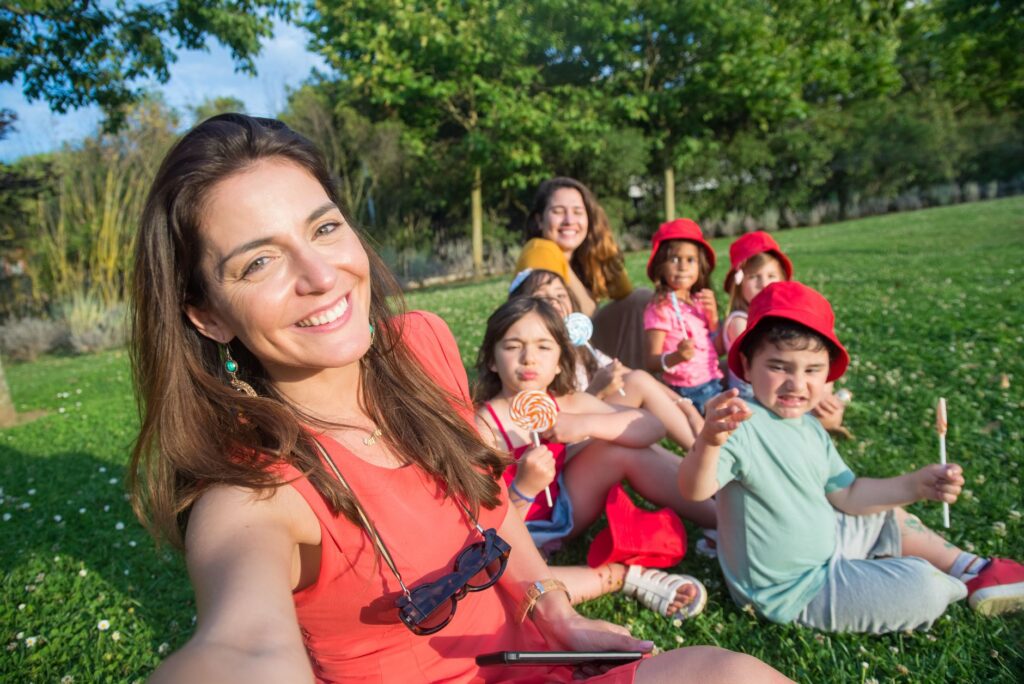 diverse family kindergarten children