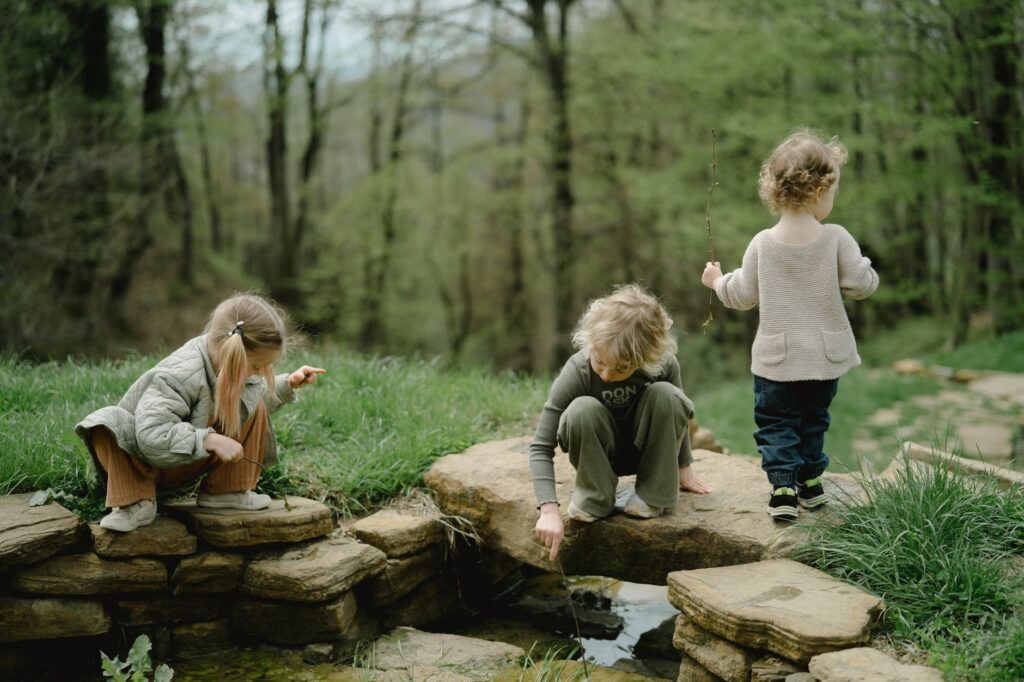 children playing outside nature movement